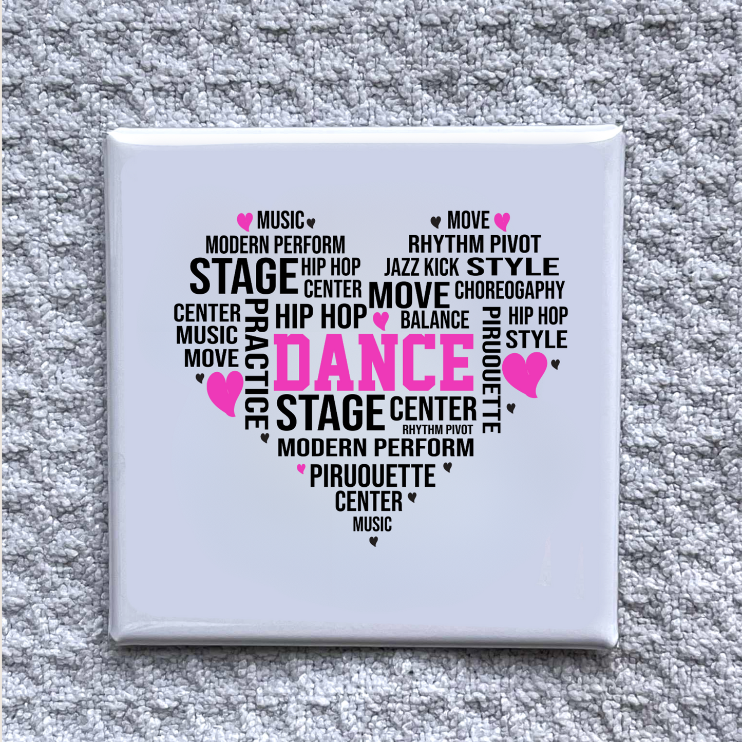 Dance Word Art Magnet – Heart Shape Dance Lover Gift