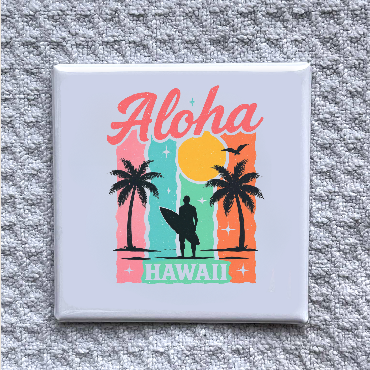 Aloha Hawaii Magnet – Tropical Sunset Surf Decor